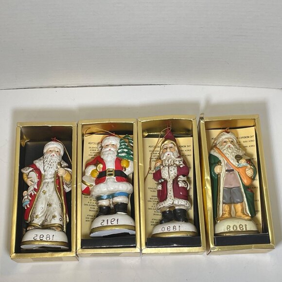 Vintage Santa Claus Figurine Set Of 4 By Bradford Editions 1890 1895 1909 1915 - Picture 3 of 12